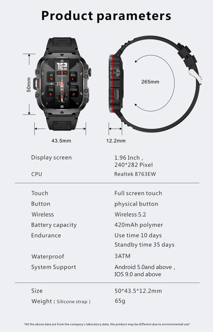 LIGE Outdoor Smart Watch Men 2.01" Screen 3AT Waterproof Watches Bluetooth Call Ai Voice Sport Smartwatch For Android Xiaomi IOS