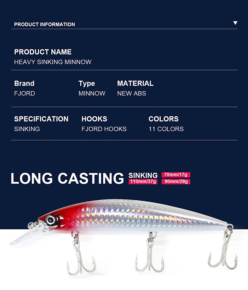 Sinking Minnow Fishing Lures Saltwater Freshwater Long Casting Sea Artificial Bait Jerkbait