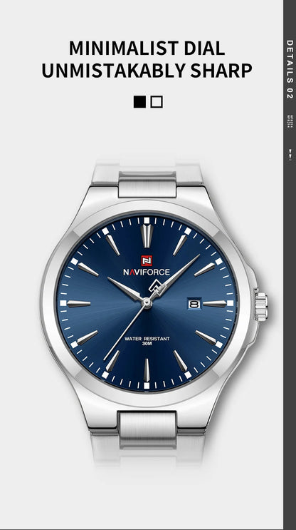 NAVIFORCE Original Design Fashion Men's Watches Stainless Steel Simple Calendar Male Waterproof Wristwatches Relogio Masculino