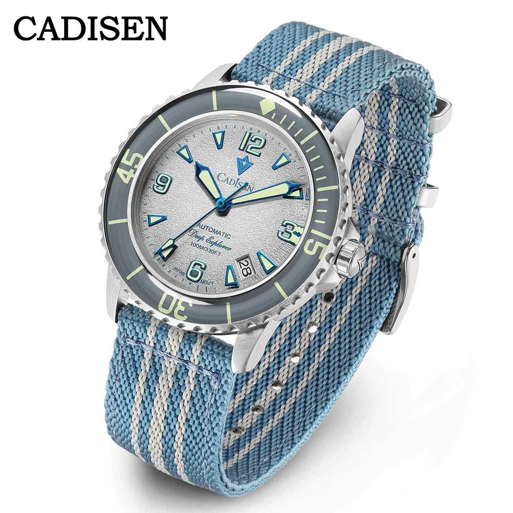 CADISEN Deep Explorer Automatic Mechanical Watch Man Canvas Strap Wristwatch MIYOTA  Luxury Luminous Waterproof Watches