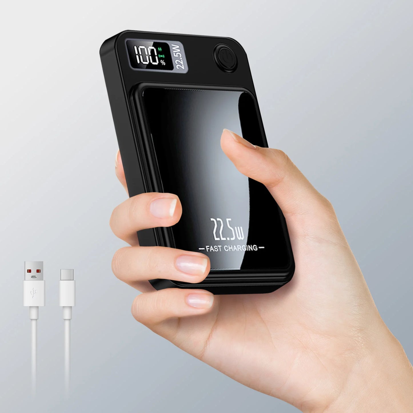 100000mAh Magnetic Power Bank Wireless Portable 22.5W Fast Charger For Iphone Huawei Samsung External Auxiliary Backup Battery