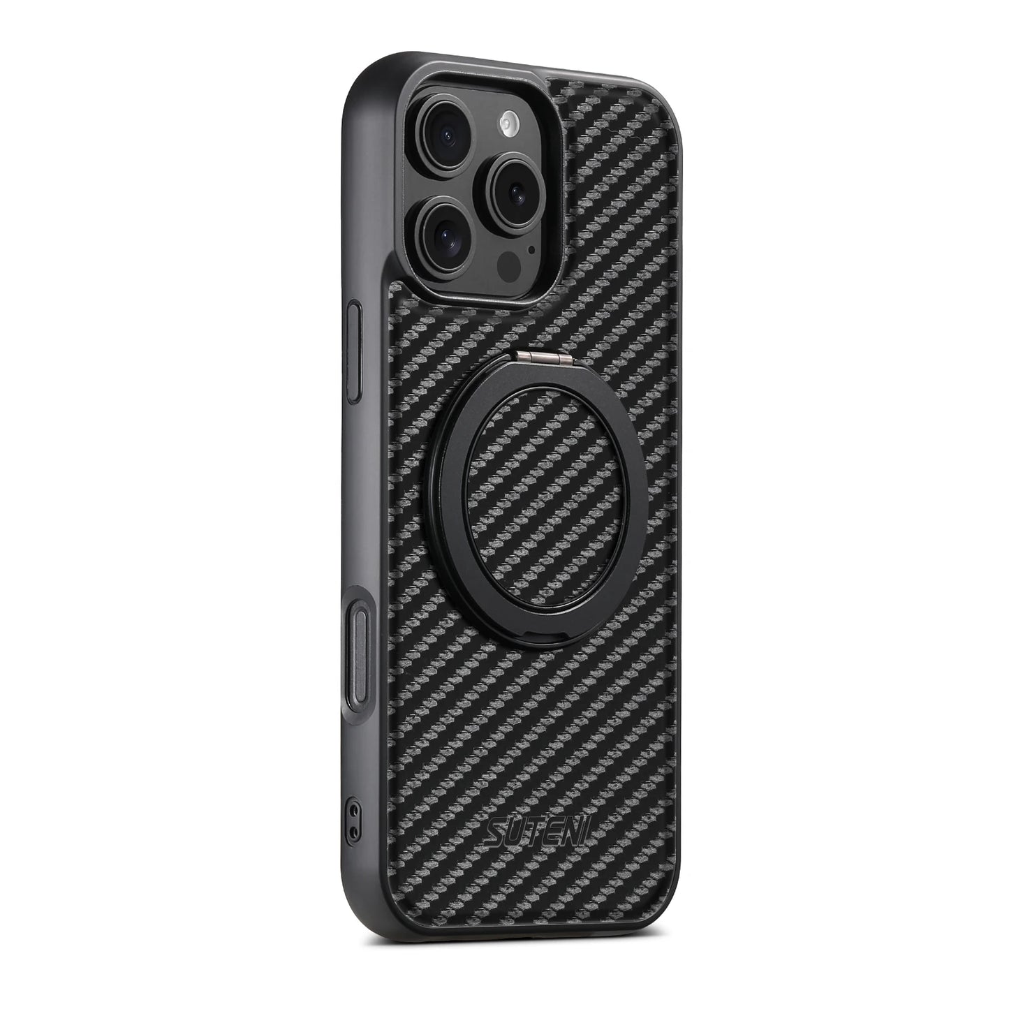 Compatible MagSafe Wireless Charging Strong Magnetic 360° Rotating Ring Stand PU Leather Phone Case For iPhone 17 16 15 14 13 12