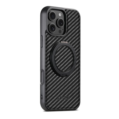 Compatible MagSafe Wireless Charging Strong Magnetic 360° Rotating Ring Stand PU Leather Phone Case For iPhone 17 16 15 14 13 12