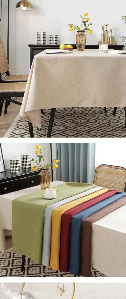 Waterproof Oilproof Kitchen Dining Tablecloth Solid Color Rectangle Tablecloth Cover Mat Oilcloth Antifouling Home Decoration