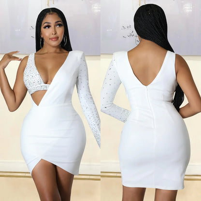 Fashionable Sexy Spaghetti Strap Rhinestone Embellished Cross-Border Summer Dress European American Style
