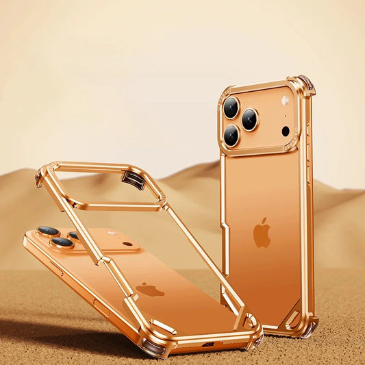 For iPhone 17 16 15 Pro Max 17Air Aviation Aluminum Alloy Frame Bumper Phone Case Metal Frameless Hollow Heat Dissipation Cover