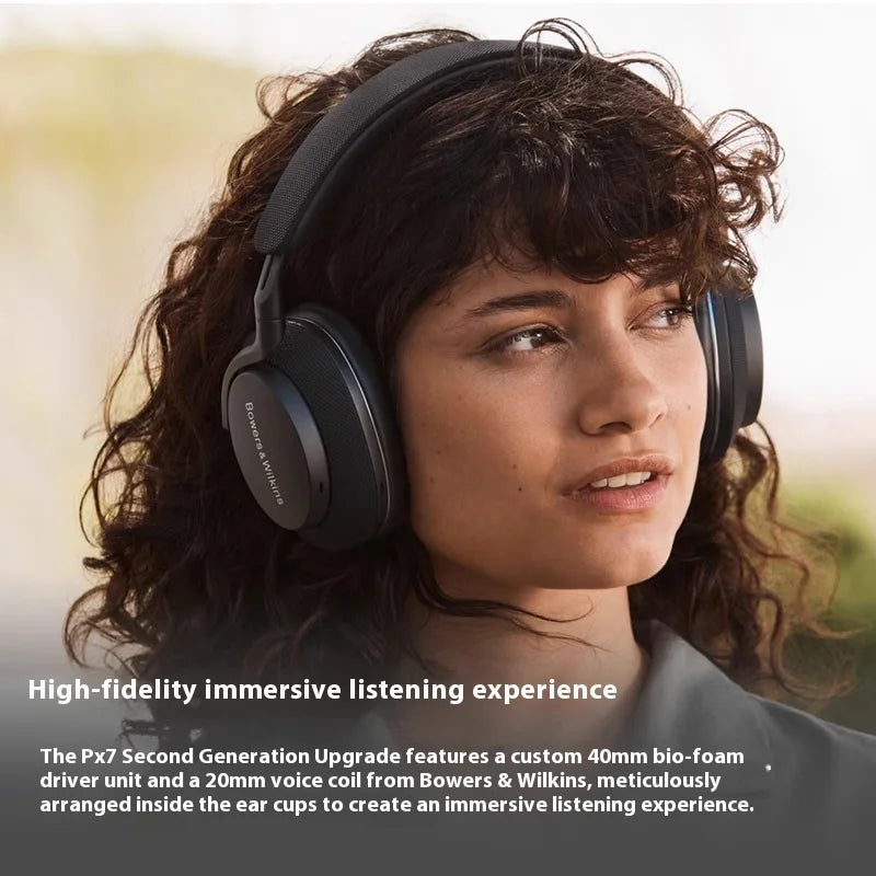 Original Bowers&Wilkins Px7 S2 Over Ear Earphones - New Advanced Noise Cancellation, Slim&Lightweight 15-Min Quick Charge