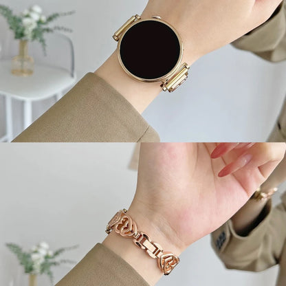 Band For Samsung Galaxy Watch 5/4 6 Classic 5 Pro Fashion Dual Heart Metal Bracelet Strap For Amazfit Bip/GTS Huawei GT2
