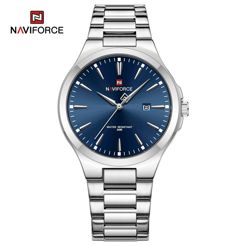 NAVIFORCE Original Design Fashion Men's Watches Stainless Steel Simple Calendar Male Waterproof Wristwatches Relogio Masculino