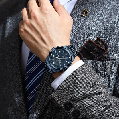 POEDAGAR Sport Original Men Clock Quartz Date Week Luxury Man Wristwatch Waterproof Luminous Stainless Steel Men's Watches Reloj