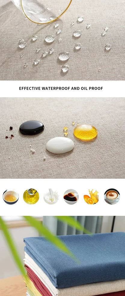 Waterproof Oilproof Kitchen Dining Tablecloth Solid Color Rectangle Tablecloth Cover Mat Oilcloth Antifouling Home Decoration