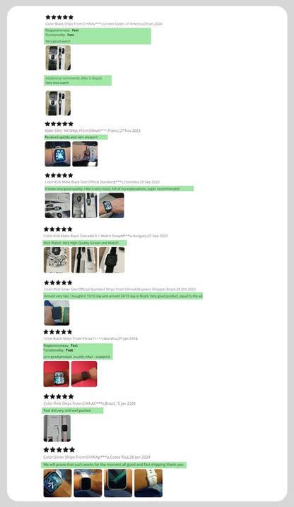 KUMI KU7 Smart watch 1.96" Amoled screen IP68 Waterproof 100+Sport Modes  Bluetooth Call Health Sleep Monitoring