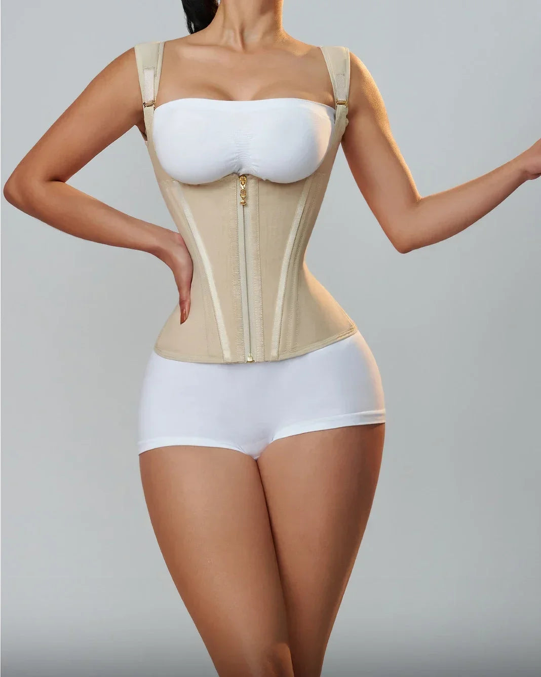 Body Shaper Shapewear Women Vest Tops Double Compression Waist Trainer Corset Adjustable Zipper and Hook-eyes