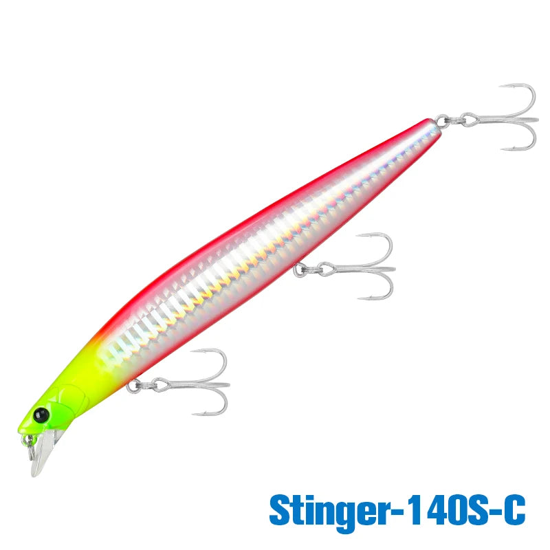 Minnow Sea Fishing Lure STINIGER 140mm 26g Piston Weight Ultra Long Casting Seabass Inshore Hard Baits