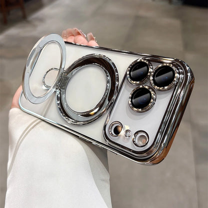 Iphone 17 Air Case Plating Magsafe Magnetic Bracket Case for iPhone 17 16 Pro 13 12 Max 15 14 16 Plus 17PRO Transparent Cove