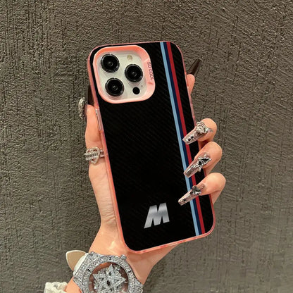 Striped letter M pattern phone case for iPhone 17 16 15 14 13 12 11 Pro Max/Pro/Plus Drop and shock resistant back cover