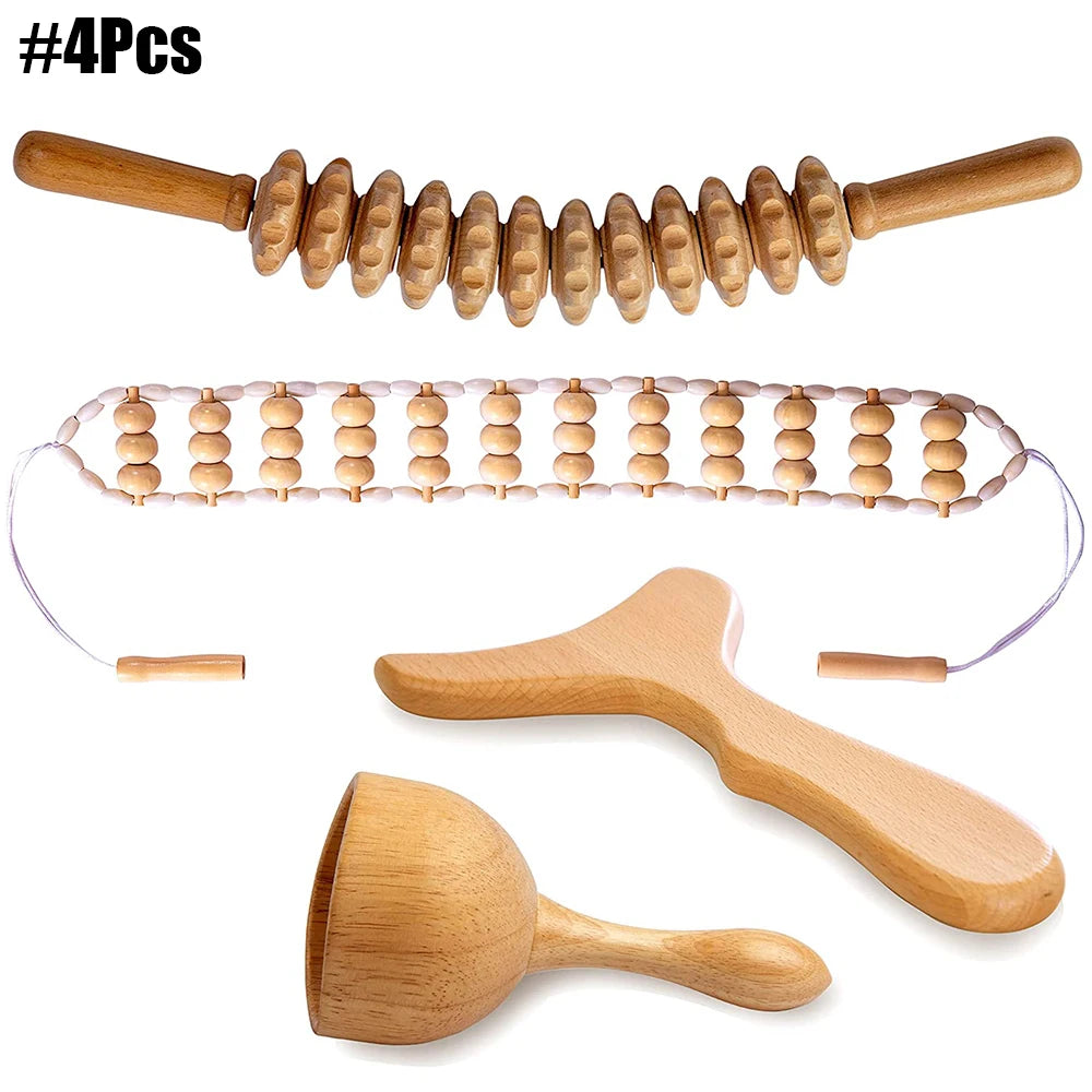 Body Wood Therapy Complete Kit Wooden Maderotherapy Kit for Reductive Massage Colombian Wood Therapy Tools for Body Contour Tool