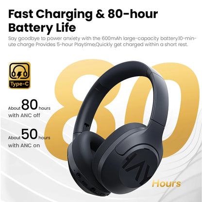 HAYLOU S30 ANC Headphones  Wireless Bluetooth 5.4 Hi-Res Headsets 43dB Adaptive Noise Cancelling Earphones 40mm Driver 80H