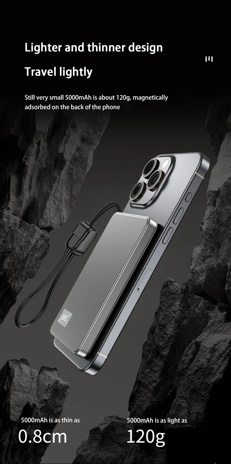 500000mAh Portable Magnetic Wireless Power Bank PD22.5W Fast Charging External Battery for Magsafe For iPhone Samsung