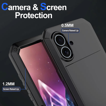 Shockproof Metal Glass Case for iPhone 17 16 15 14 Plus 13 12 11 Pro Max XR Xs Max SE 8 7 Heavy Duty Anti-slip Anti-Abrasion