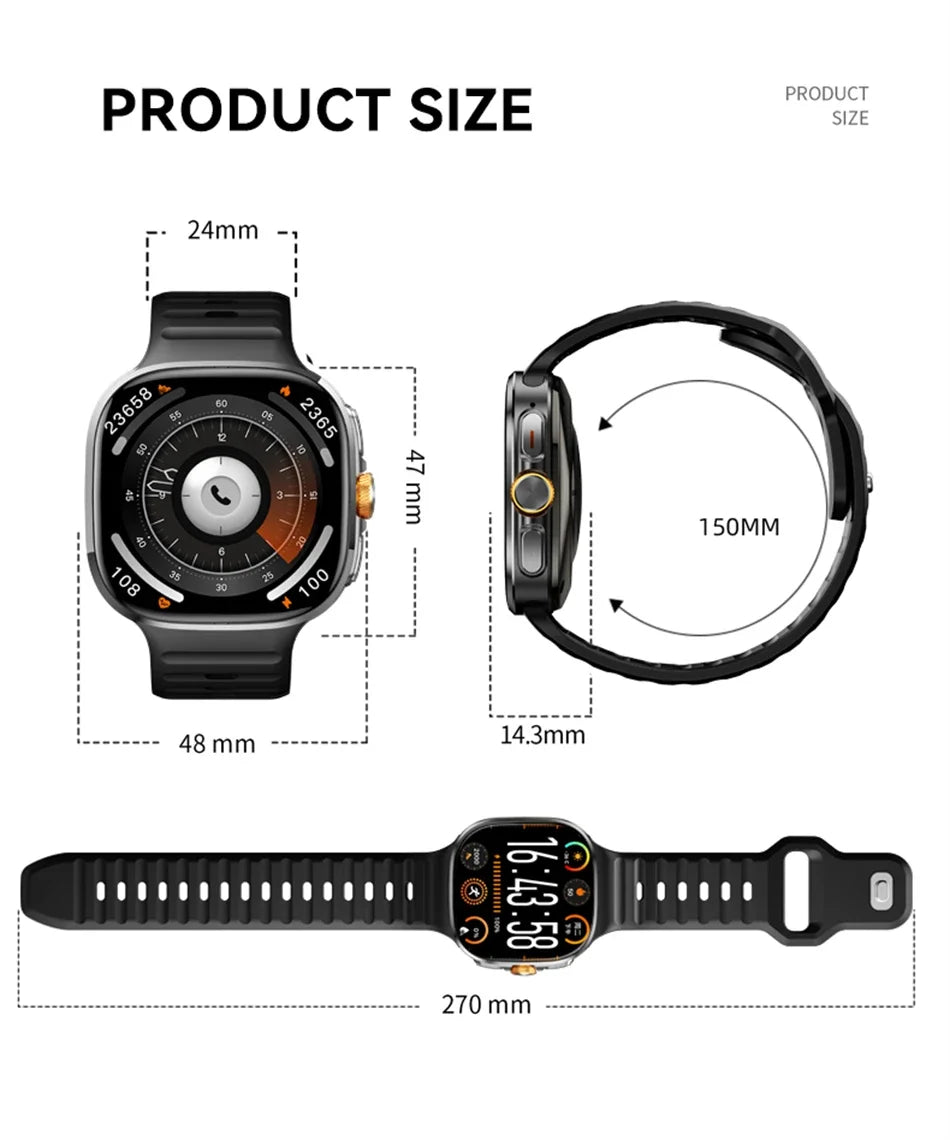Smart Watch 720*720 AMOLED 2.40 inch Screen Video Call 8GB+128GB RAM 2100 mAh Google Play WIFI GPS Smartwatch