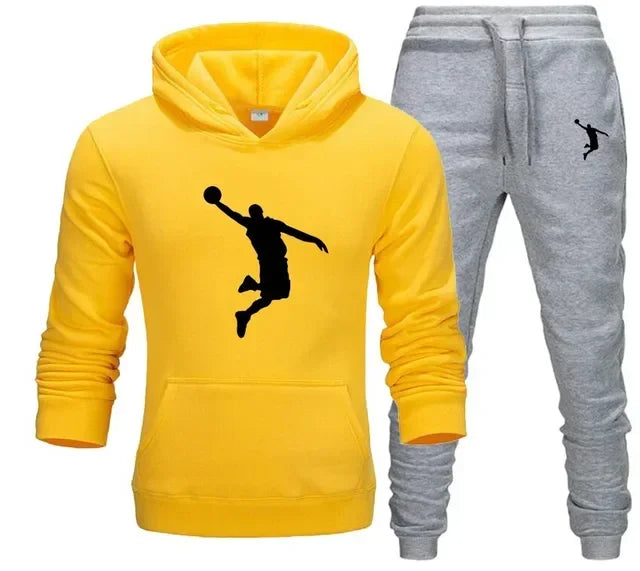 A new 2-piece set for men's casual sports hooded pullovers and sweatpants for outdoor jogging in Europe and America in 2025