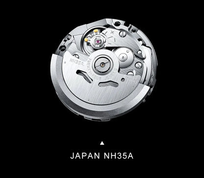 CADISEN Automatic Watch Men Luminous Stainless Steel Self-Wind Wristwatch NH35A Sapphire Waterproof Mesh Belt Mechanical Watch