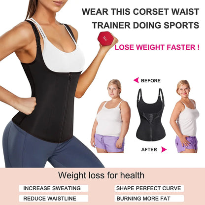 Corset Zipper Vest Body Shaper Cincher Shapewear Slimming Belt Sports Girdle Neoprene Sauna Tank Top