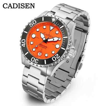 CADISEN AQUA DIVER Brand Luxury Men Watches Automatic Watch Japan NH35A 100M Waterproof Luminous Mechanical Wristwatch