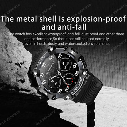 Outdoor Military Smartwatch For Men Health Monitor Bluetooth Call Voice Assistant GPS Sports Waterproof Men Smartwatch 2024