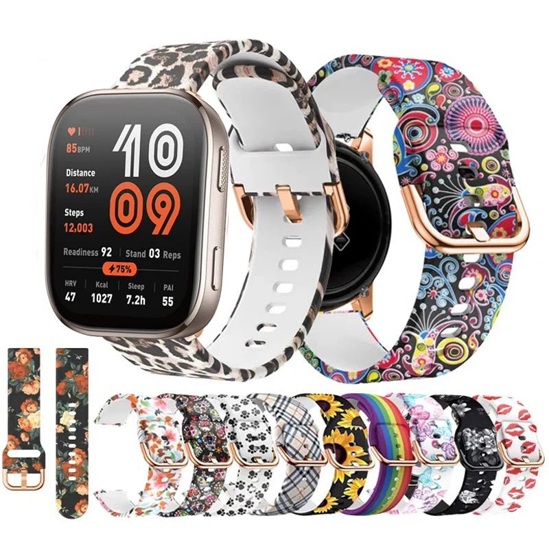 band For Amazfit GTS/4/2/2e/3 GTS2 Mini/GTR 4/3/Pro/47mm/GTR2/2e/stratos 2/3 Bracelet Amazfit Bip 6 5 Printed strap
