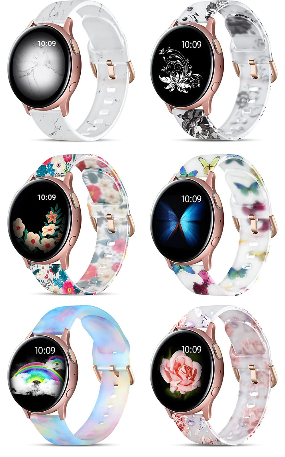 20mm Floral Band For Huami Amazift GTS 4/2/2e/3/GTS2 Mini/GTR 42mm Watch Bracelet Amazfit Bip 3 Pro Transparent Silicone Strap