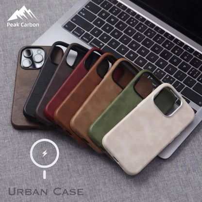Premium Real Handmade Leather Case for iPhone 17 Air 17 Pro 16 15 14 13 12 Pro Max with Magsafe and Metal Buttons and Buttons