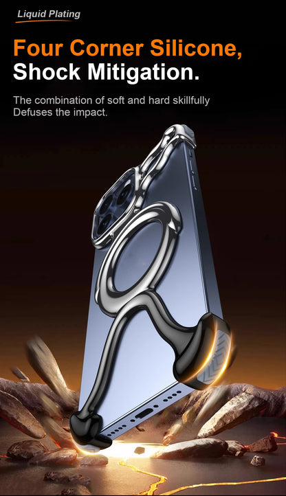 Irregular Geometric Phone Case For Iphone 17 16 15 14 13 Case Hollowed Out Electroplated Four Corners Silicone Shockproof Case