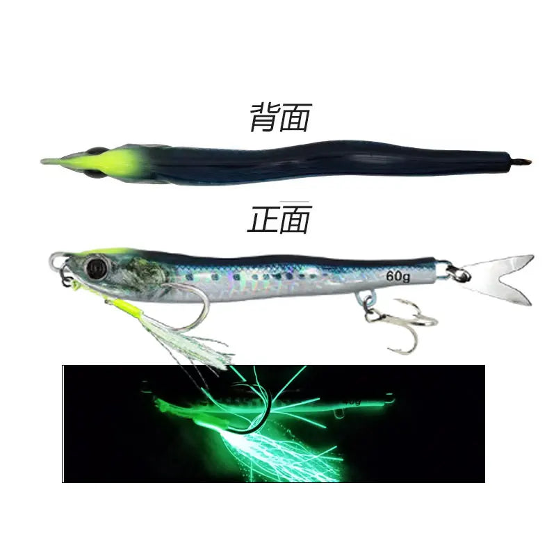 JIg Lure Fishing Anglers Glow Jig 3D Print Treble Hook Speed Falling 40g60g80g Metal Hard Bait Jigging Pesca Bait