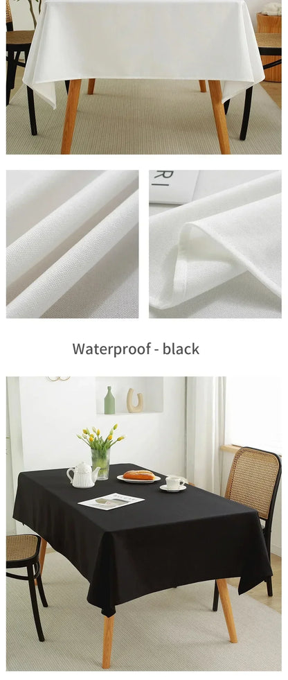 Waterproof Oilproof Kitchen Dining Tablecloth Solid Color Rectangle Tablecloth Cover Mat Oilcloth Antifouling Home Decoration
