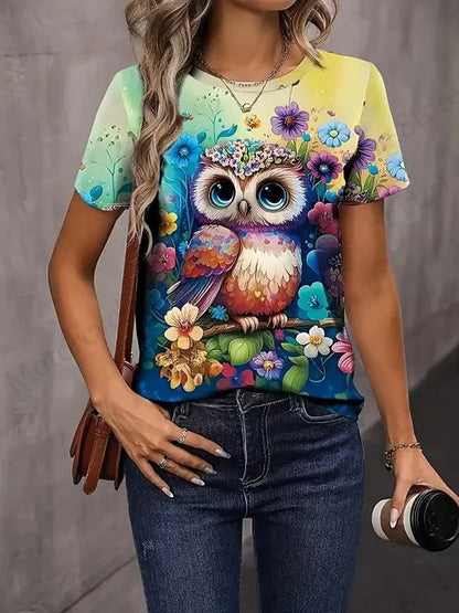 T shirt Women Fashion Casual O-Neck Oversized Short Sleeve T-shirt Funny Animal Tops Tee Women Clothes