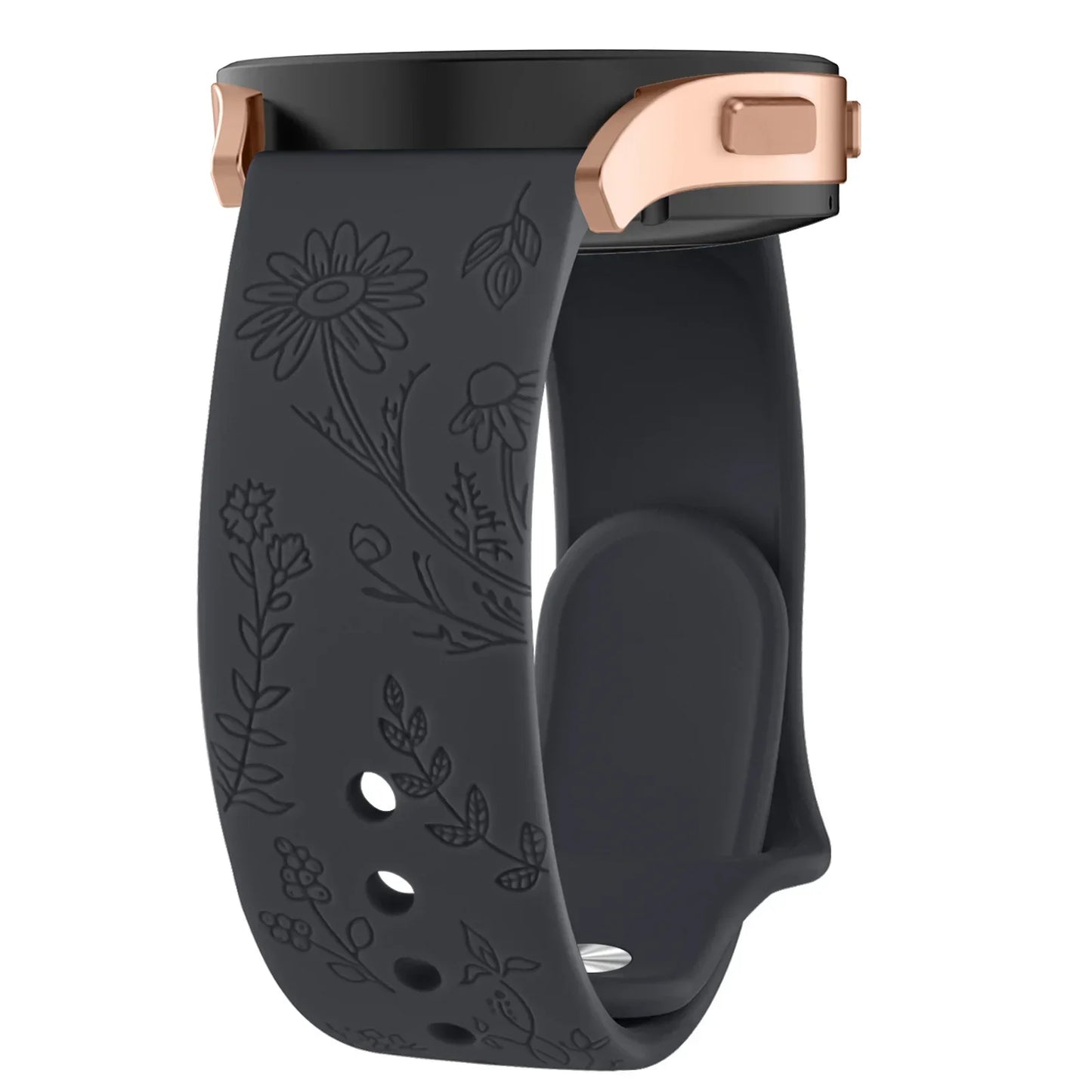 Floral Engraved Band for For Samsung Galaxy Watch 6/5/4/Active 2/5 Pro 45mm 40mm 44mm/Watch 6 4 Classic/Watch 3 41mm Strap