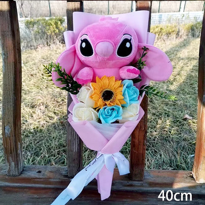 Lilo & Stitch Bouquet Major Holiday Gift PVC Rose Sunflower Anime Stuffed Doll Birthday Girl Valentine'S Christmas Day Girl Gift