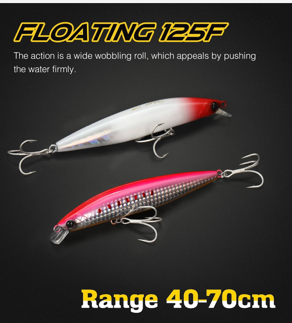 Ultra Long Casting Floating Minnow 125mm 25g High Strength Saltwater Seabass Artificial Hard Baits
