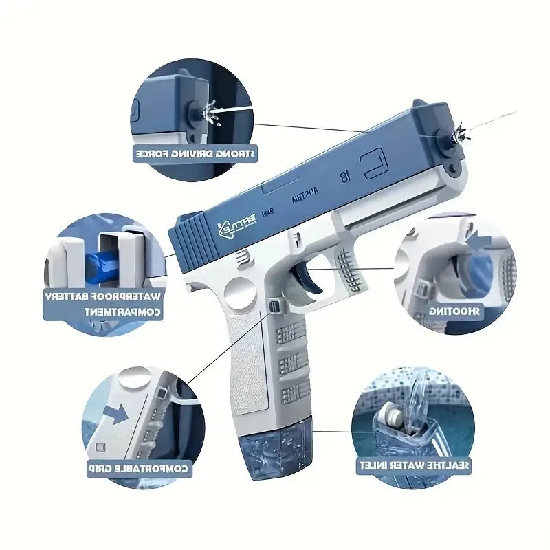 Rechargeable Electric Burst Water Gun - Perfect Summer Water Play Toy for Kids 5+! Christmas, Halloween, Thanksgiving Gift