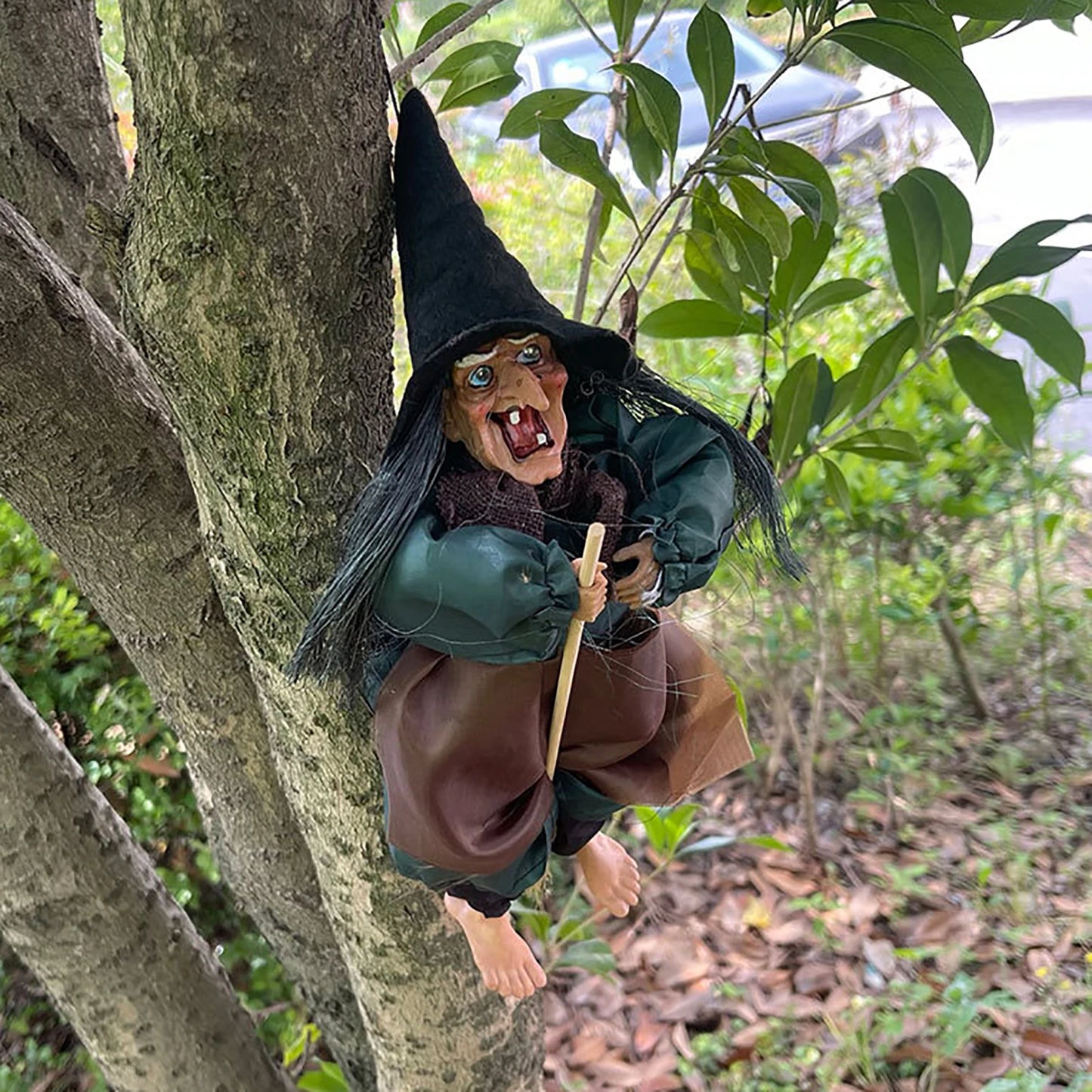 Halloween Horror Witch Hanging Doll With Glowing Eyes And Spooky Sounds Halloween Decorations For Home Garden Holiday Gift