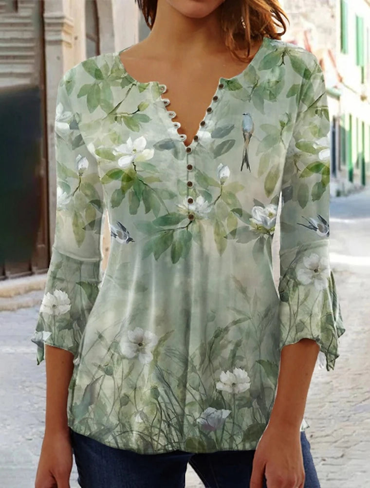 T-Shirt Loose Women'S Comfortable Clothing Shirt 3d Printed Trend Seven-Quarter Sleeve Top