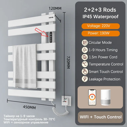 Bathroom Towel Radiator Electric Towel Rail Smart Touch Thermostatic Electric Heating Towel Rack 220V Energy Saving Towel Warmer