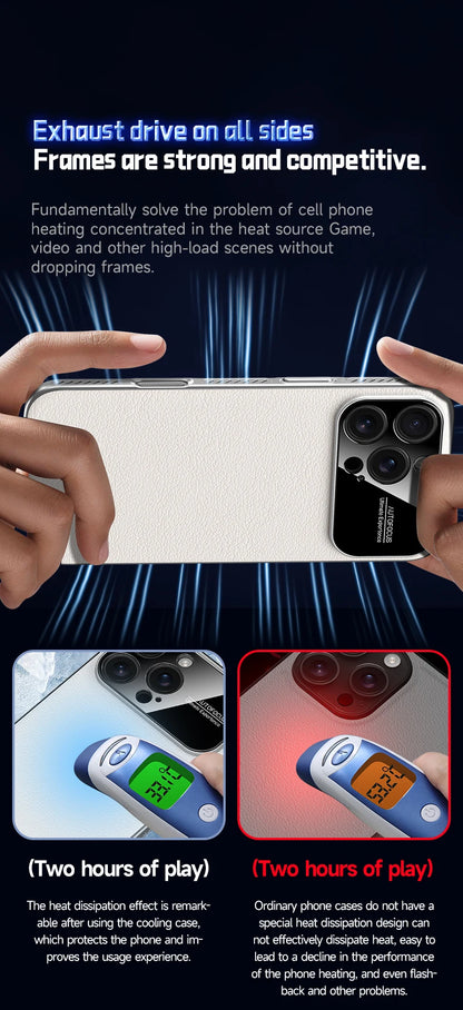 Luxury Ultra Thin Solid Color Leather Heat Dissipation Magsafe Phone Case for iPhone 17 16 15 14 Pro Max Light Grip Bumper Shell