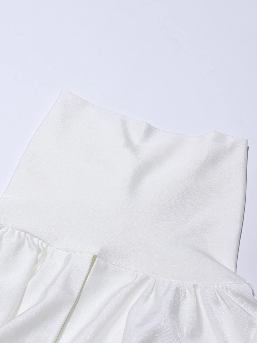 TWOTWINSTYLE Solid Slimming Fashion Mini Dresses for Women High Waist Patchwork 3D Flower Temperament Dress Female Clothing New