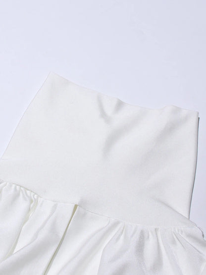 TWOTWINSTYLE Solid Slimming Fashion Mini Dresses for Women High Waist Patchwork 3D Flower Temperament Dress Female Clothing New