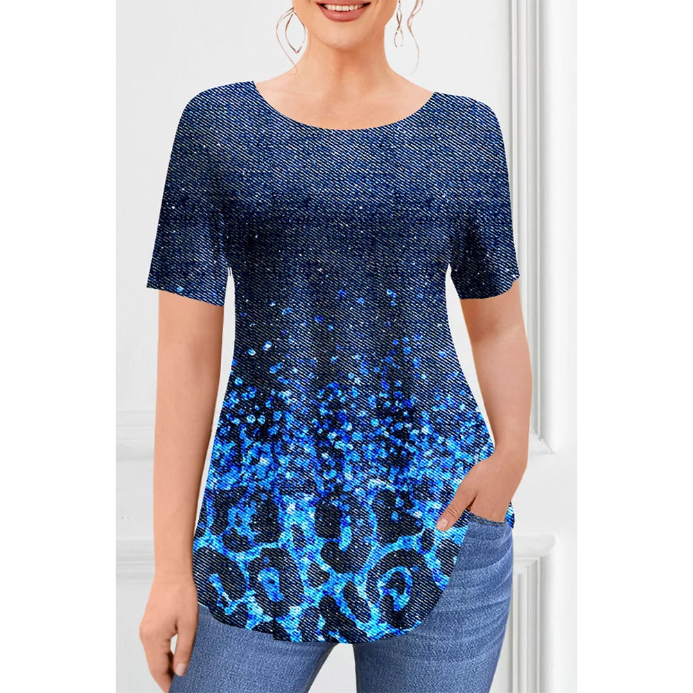 T-Shirts Spring Clothing Floral Graphic O-Neck Pullovers Short Sleeve Tops Streetwear Oversized Apparel Ladies 2023