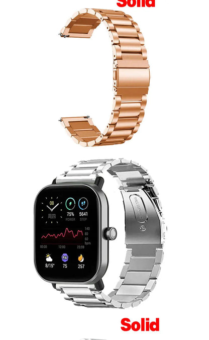 WatchBand For Amazfit Active/GTS 2/3/4 Mini Strap GTR 2/3/4 42 47mm stainless steel Bracelet For Amazfit Bip 3 5 Band