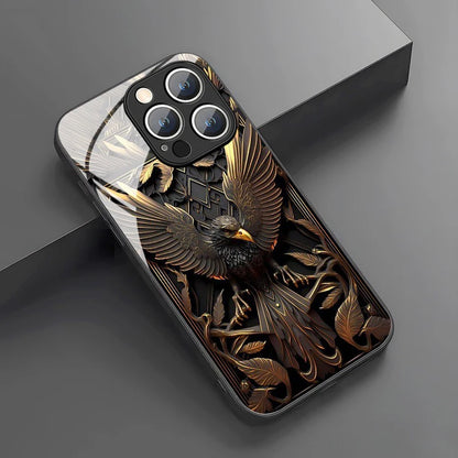 IPhone Case For iPhone 17 Pro Max 11 12 13 14 15 16 Pro 17Air 16E 7 8 16 Plus XR XS X Luxury Eagle Pattern Tempered Glass Cover